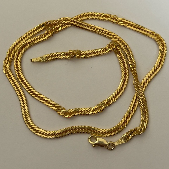 925 Silver 20” 4mm necklacechain 18k yellow gold plated Unisex
